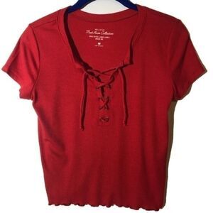 Hollister Red Lace Up Crop Top Small Must Have Collection